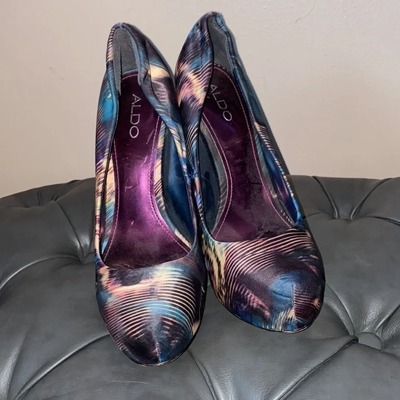 Aldo Satin patterned heels pumps  Sz 39 - Picture 3 of 15